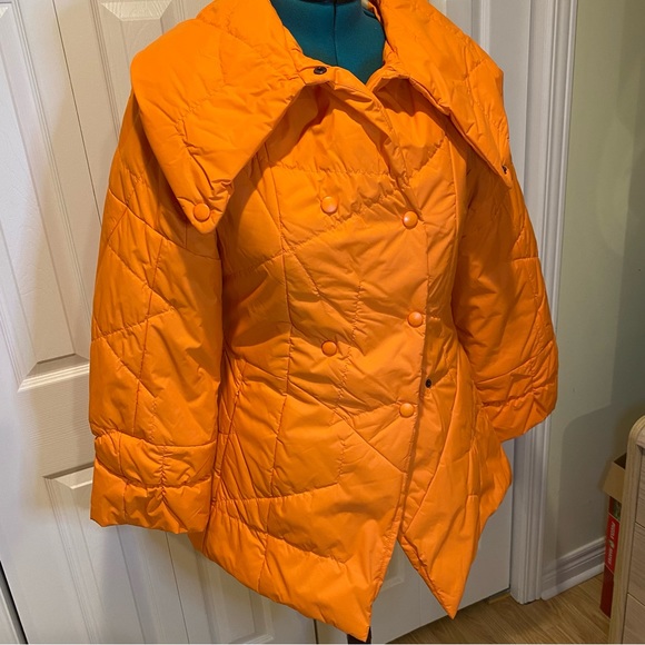 NWOT New London USA Orange Asymetrial Puffer Winter Coat Size Large - Picture 7 of 16